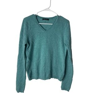 TAHARI Women’s Teal Cashmere Luxury Knit V-Neck Pullover Long Sleeve Sweater S